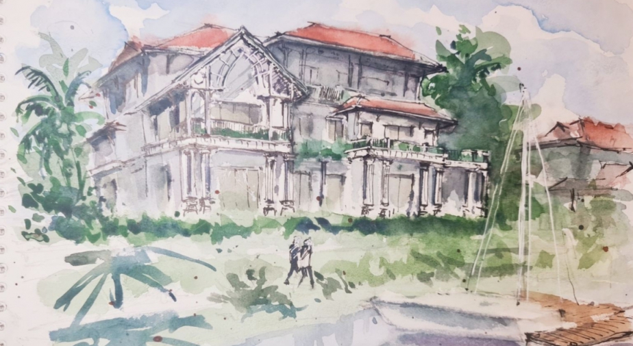 Một bức tranh đẹp do chính tay kiến trúc sư quản lý thiết kế dự án Sunneva vẽ.