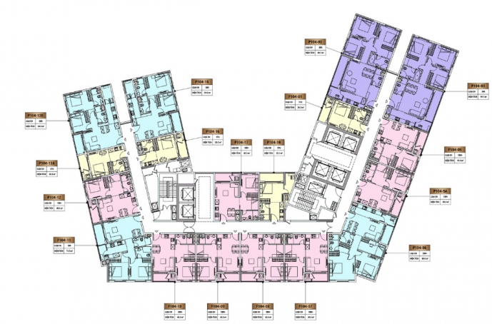 Layout các căn từ tầng 4 đến tầng 17