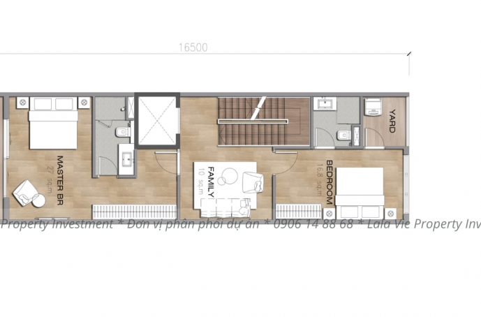 Layout townhouse có diện tích 20mx5m (Tầng 3)