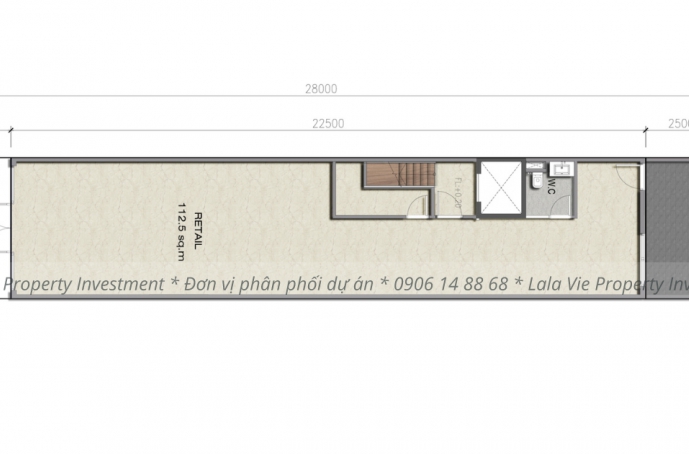 Layout townhouse có diện tích 28mx5m (Tầng 1)