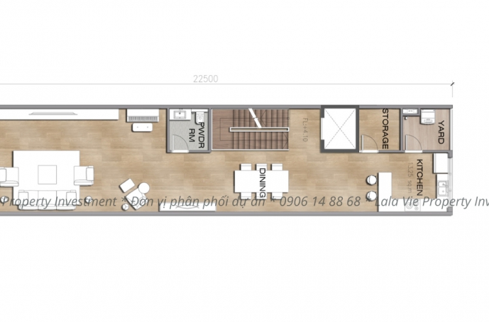 Layout townhouse có diện tích 28mx5m (Tầng 2)