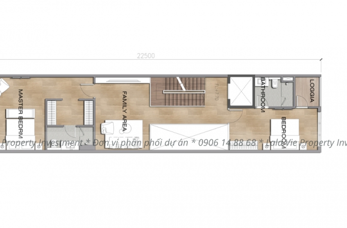 Layout townhouse có diện tích 28mx5m (Tầng 3)