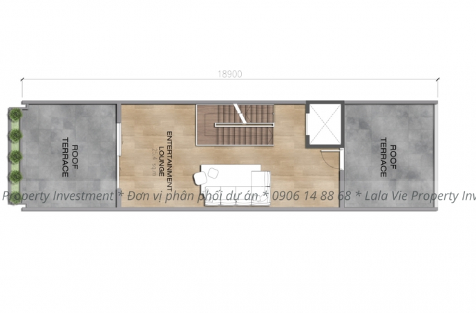 Layout townhouse có diện tích 28mx5m (Tầng 5)