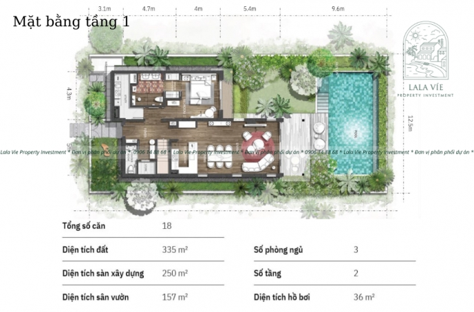 Mặt bằng tầng 1 biệt thự La Colline