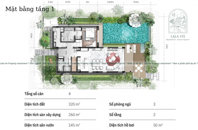 Mặt bằng tầng 1 biệt thự La Plage 1
