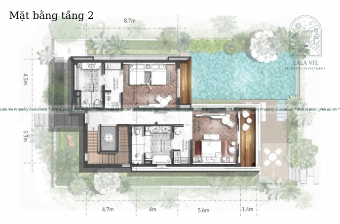 Mặt bằng tầng 2 biệt thự La Plage 1