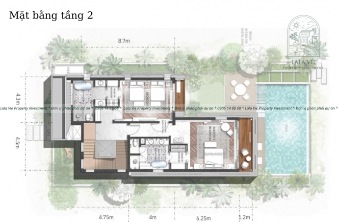 Mặt bằng tầng 2 biệt thự La Plage 2