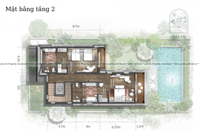 Mặt bằng tầng 2 biệt thự La Colline