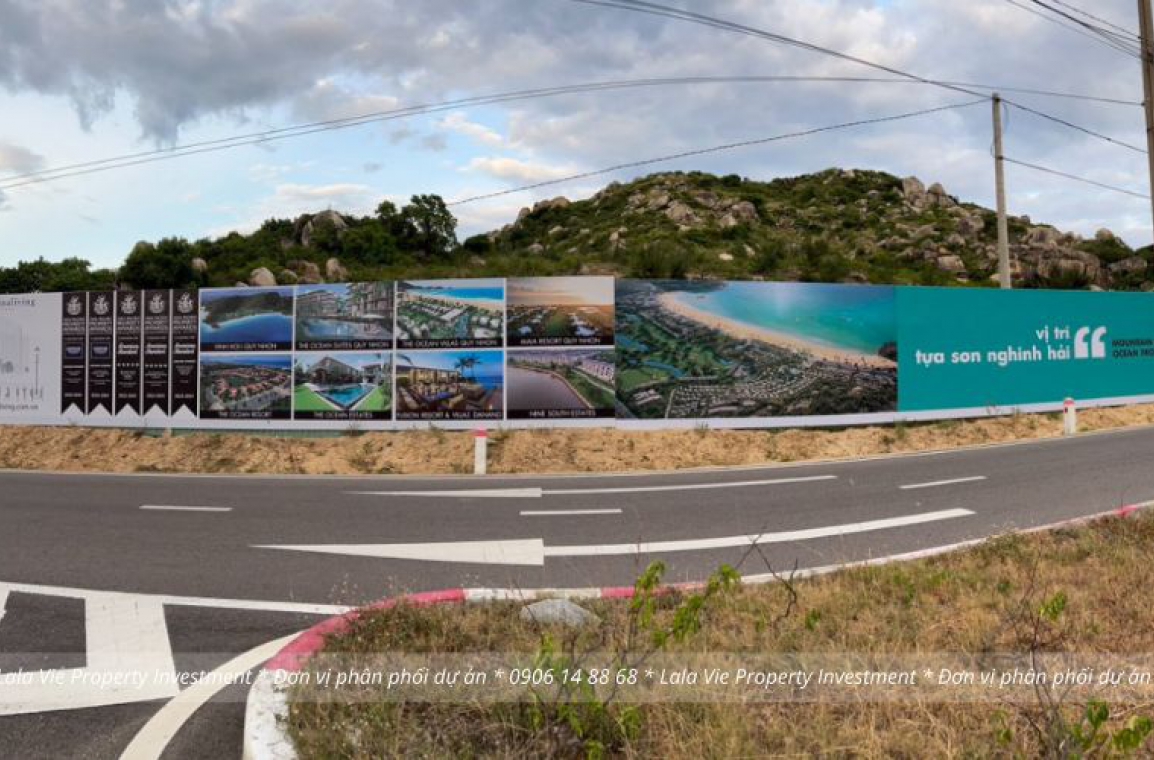 Bức tường vây quanh The Hill - giai đoạn 1 của dự án Vĩnh Hội Quy Nhơn đã được hoàn thiện
