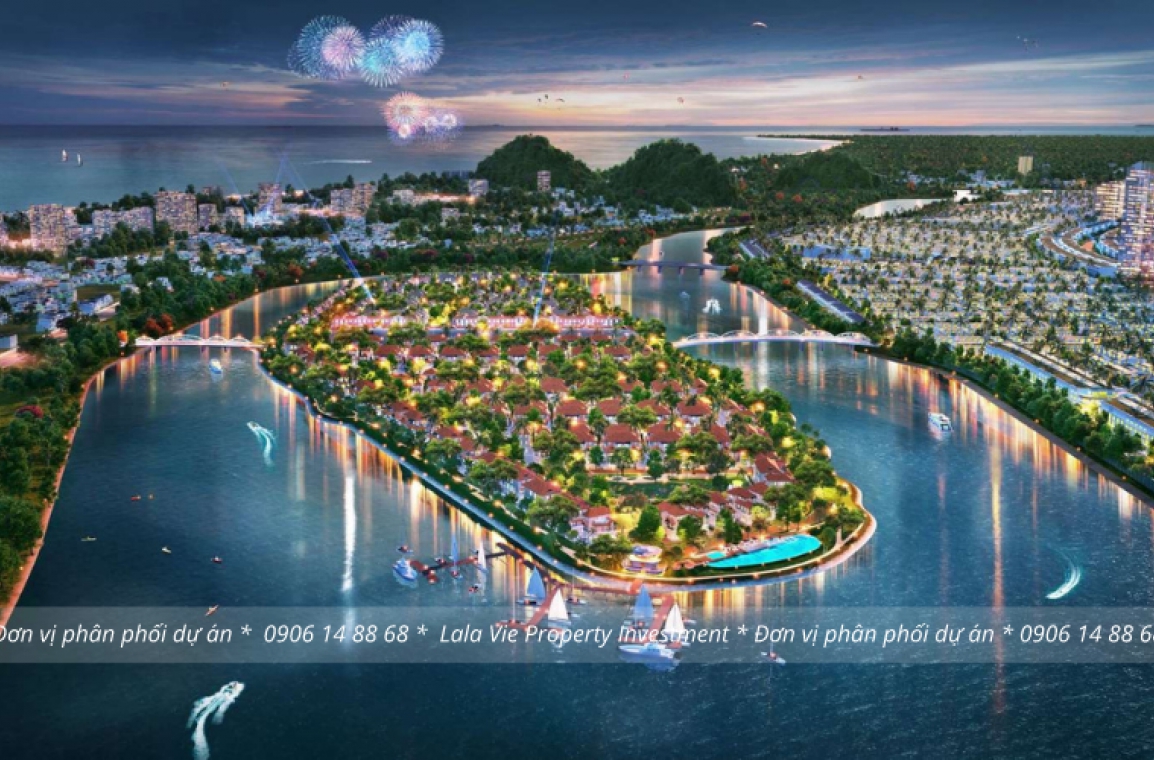 Phối cảnh khu biệt thự Sunneva Island Đà Nẵng vào ban đêm
