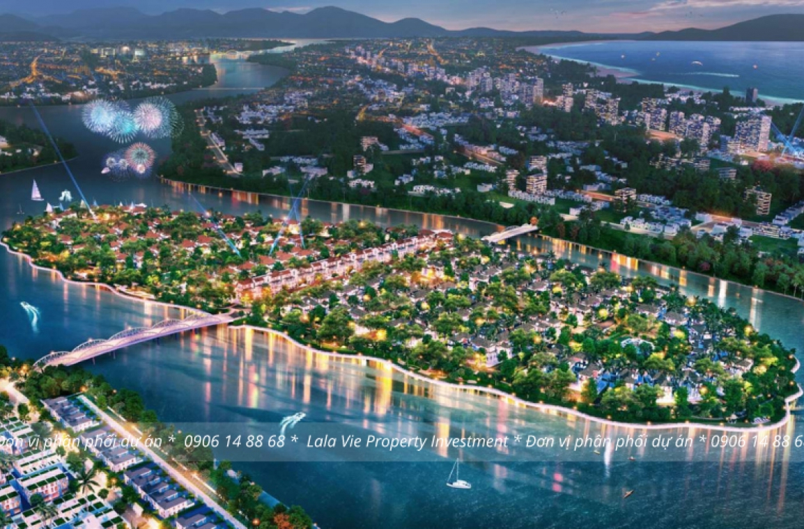 Phối cảnh khu biệt thự Sunneva Island Đà Nẵng vào ban đêm