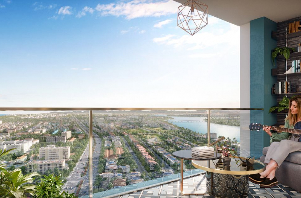 Phối cảnh khu vực ban công các căn hộ tại Sun Cosmo Residence Da Nang
