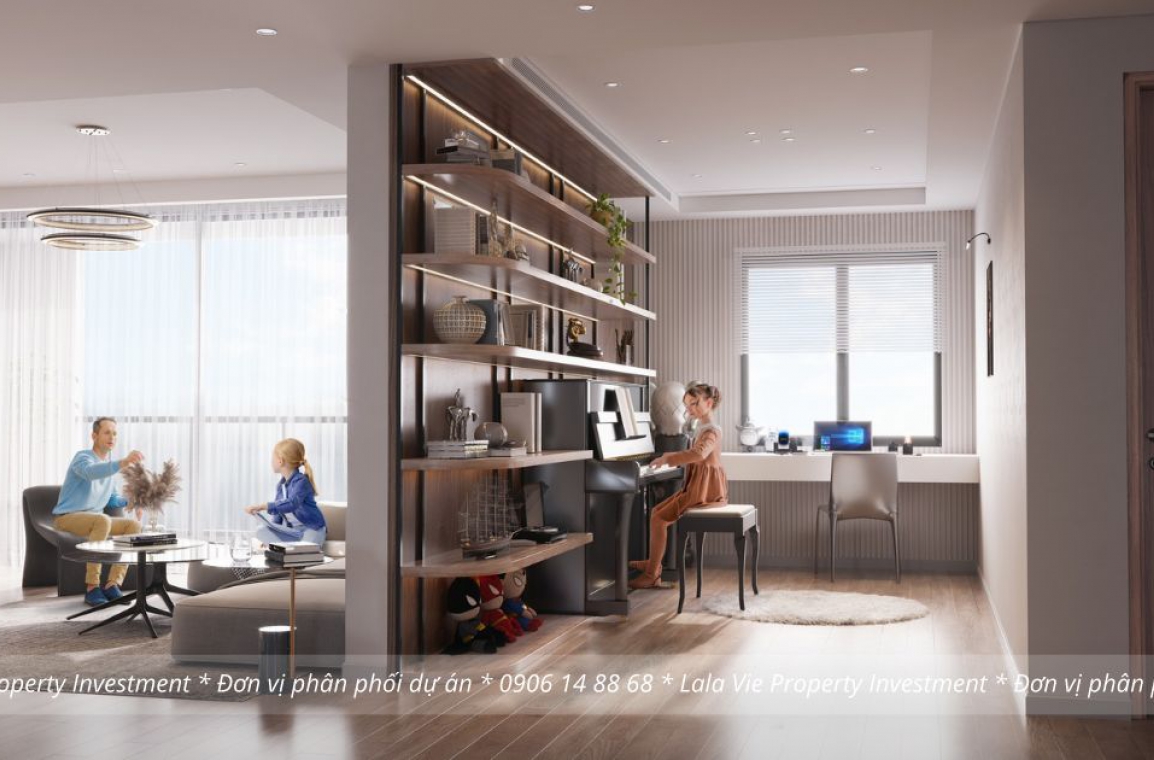 Phối cảnh khu vực sinh hoạt chung tại căn hộ Panoma - Sun Cosmo Residence Da Nang