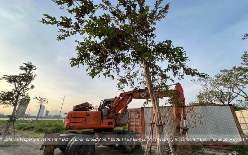 khu vực vỉa hè shophouse đường Trần Hưng Đạo thuộc dự án Sun Riva Vista đã bắt đầu được cải tạo những hạng muc đầu tiên 