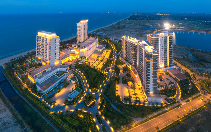 Toàn cảnh căn hộ hoiana residences vào ban đêm