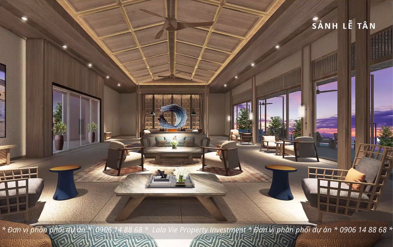 Khu vực lễ tân tại dự án The Hill Villas Vĩnh Hội