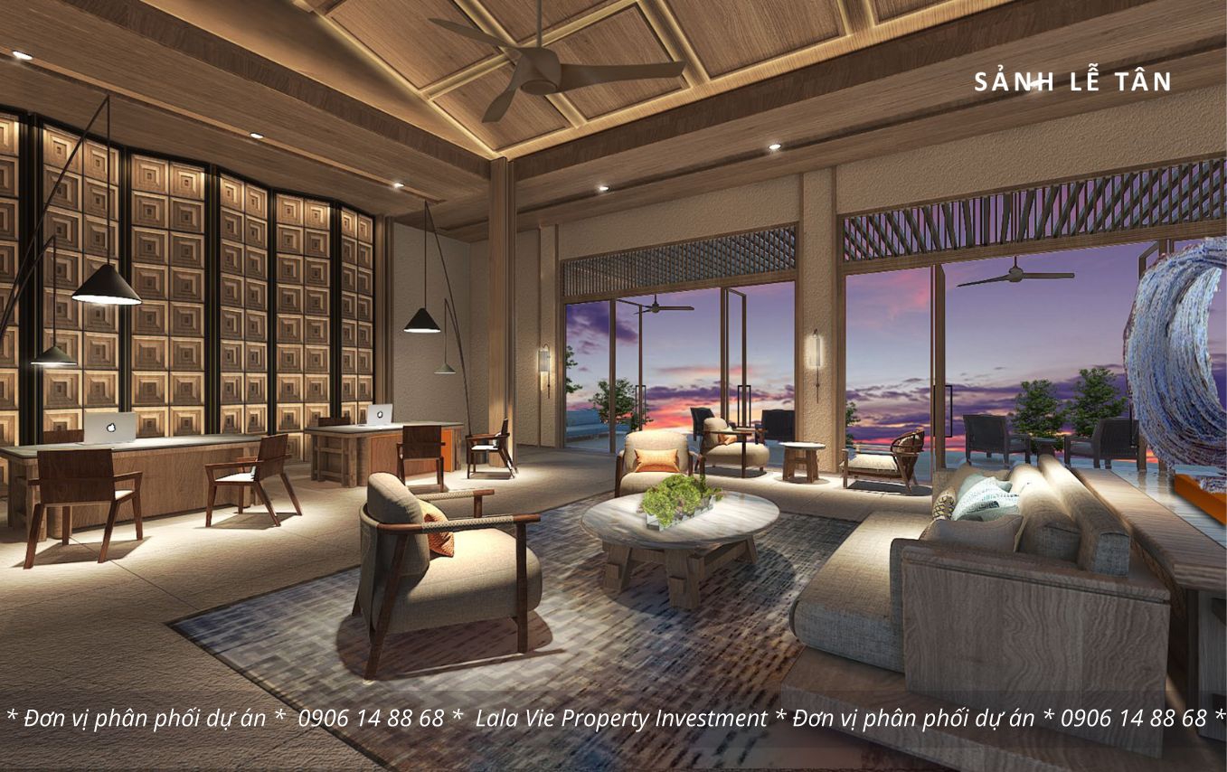 Khu vực lễ tân tại dự án The Hill Villas Vĩnh Hội