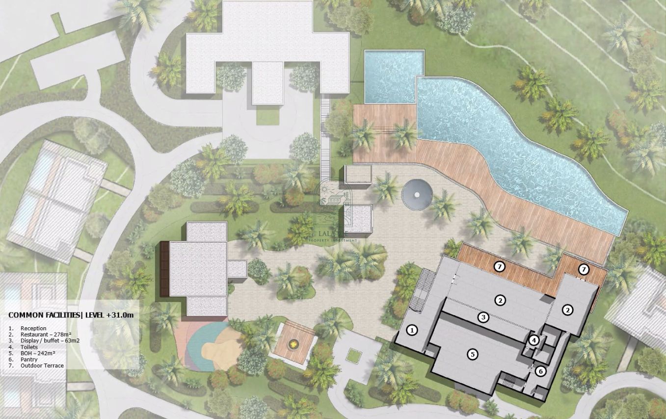 Mặt bằng tiện ích tầng 2 dự án The Hill Villas Vĩnh Hội